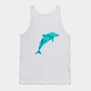 Turquoise Dolphin Watercolor Painting 2 Tank Top